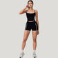 Double Strap Square Neck Activewear Crop Top with Contrast Trim and Streamlined Athletic Fit