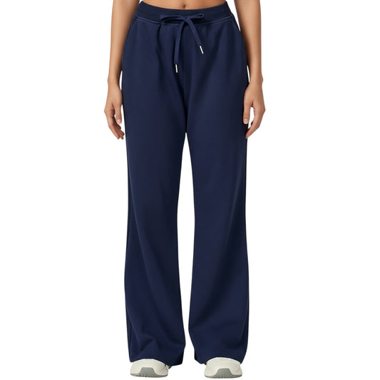 Wide Leg High Waist Drawstring Pants with Relaxed Fit and Soft Stretch Fabric