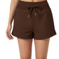 High Waist Drawstring Athletic Shorts with Soft Stretch Fabric and Side Pockets