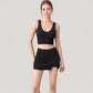 Ribbed Sports Bra with Wide Straps and Scoop Neckline for Low to Medium Impact Activities