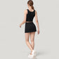 Ribbed Sports Bra with Wide Straps and Scoop Neckline for Low to Medium Impact Activities