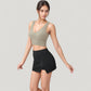 Ribbed Sports Bra with Wide Straps and Scoop Neckline for Low to Medium Impact Activities