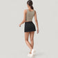 Ribbed Sports Bra with Wide Straps and Scoop Neckline for Low to Medium Impact Activities