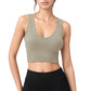 Ribbed Sports Bra with Wide Straps and Scoop Neckline for Low to Medium Impact Activities