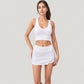 Ribbed Sports Bra with Wide Straps and Scoop Neckline for Low to Medium Impact Activities
