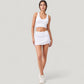 Ribbed Sports Bra with Wide Straps and Scoop Neckline for Low to Medium Impact Activities