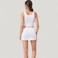Ribbed Sports Bra with Wide Straps and Scoop Neckline for Low to Medium Impact Activities