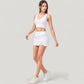 Ribbed Sports Bra with Wide Straps and Scoop Neckline for Low to Medium Impact Activities
