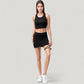 High Neck Ribbed Sports Bra with Longline Fit and Wide Strap Support for Low to Medium Impact Workouts
