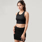 High Neck Ribbed Sports Bra with Longline Fit and Wide Strap Support for Low to Medium Impact Workouts
