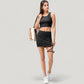 High Neck Ribbed Sports Bra with Longline Fit and Wide Strap Support for Low to Medium Impact Workouts