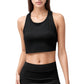 High Neck Ribbed Sports Bra with Longline Fit and Wide Strap Support for Low to Medium Impact Workouts