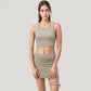 High Neck Ribbed Sports Bra with Longline Fit and Wide Strap Support for Low to Medium Impact Workouts