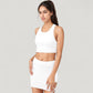 High Neck Ribbed Sports Bra with Longline Fit and Wide Strap Support for Low to Medium Impact Workouts