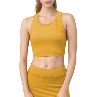 High Neck Ribbed Sports Bra with Longline Fit and Wide Strap Support for Low to Medium Impact Workouts