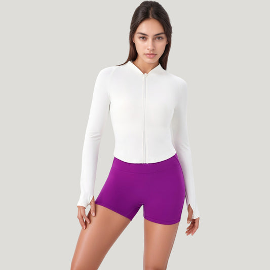 Long Sleeve Zip Front Activewear Jacket with Streamlined Fit and Lightweight Performance Fabric