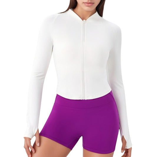 Long Sleeve Zip Front Activewear Jacket with Streamlined Fit and Lightweight Performance Fabric