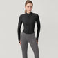 Long Sleeve Zip-Up Cropped Active Jacket with Thumbhole Cuffs and Slim Fit Design
