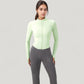 Long Sleeve Zip-Up Cropped Active Jacket with Thumbhole Cuffs and Slim Fit Design