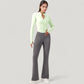 Long Sleeve Zip-Up Cropped Active Jacket with Thumbhole Cuffs and Slim Fit Design