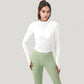 Long Sleeve Zip-Up Cropped Active Jacket with Thumbhole Cuffs and Slim Fit Design