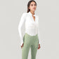 Long Sleeve Zip-Up Cropped Active Jacket with Thumbhole Cuffs and Slim Fit Design