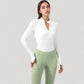 Long Sleeve Zip-Up Cropped Active Jacket with Thumbhole Cuffs and Slim Fit Design