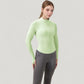 Long Sleeve Half-Zip Slim Fit Active Jacket with Thumbhole Cuffs and Mock Neck