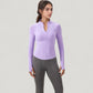 Long Sleeve Half-Zip Slim Fit Active Jacket with Thumbhole Cuffs and Mock Neck