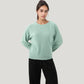 Long Sleeve Crew Neck Pullover Top with Relaxed Fit and Ribbed Cuffs