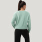 Long Sleeve Crew Neck Pullover Top with Relaxed Fit and Ribbed Cuffs