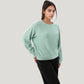 Long Sleeve Crew Neck Pullover Top with Relaxed Fit and Ribbed Cuffs