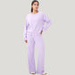 Long Sleeve Crew Neck Pullover Top with Relaxed Fit and Ribbed Cuffs