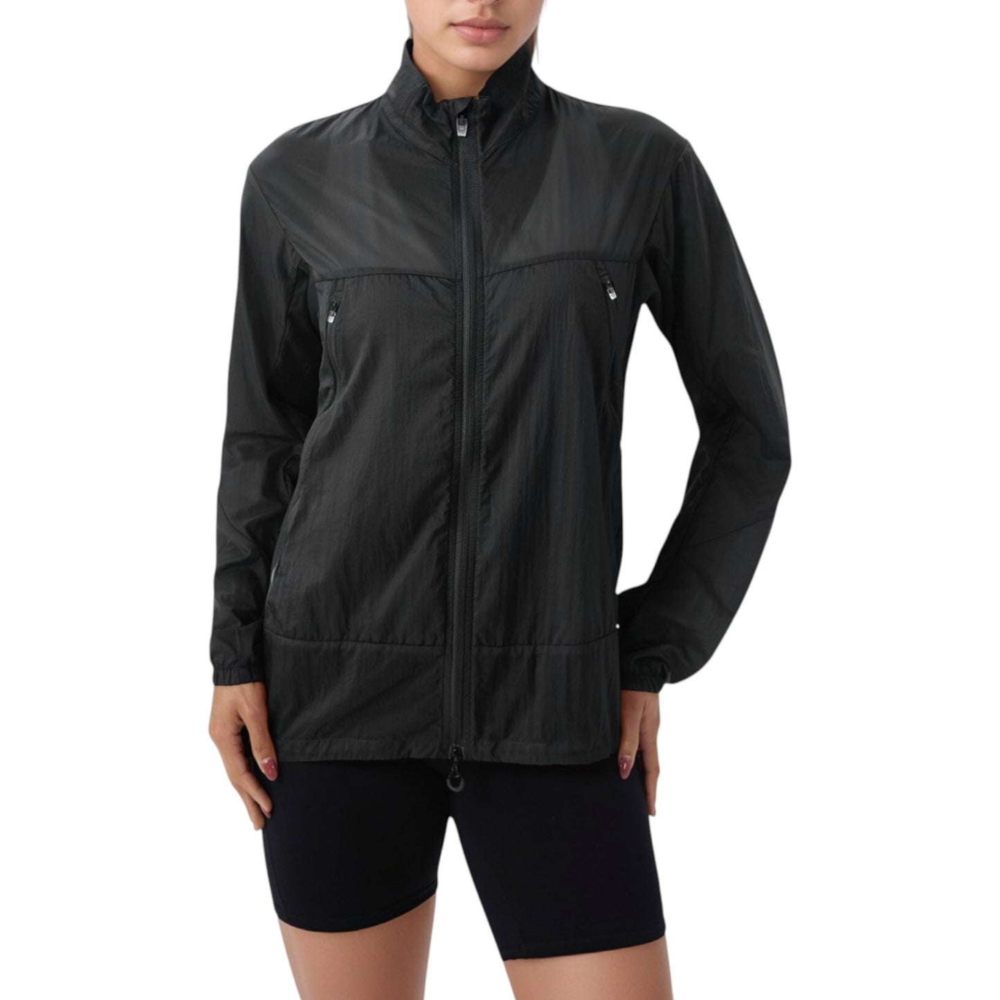 Lightweight Full Zip Sun Protection Jacket with Long Sleeves and High Neck