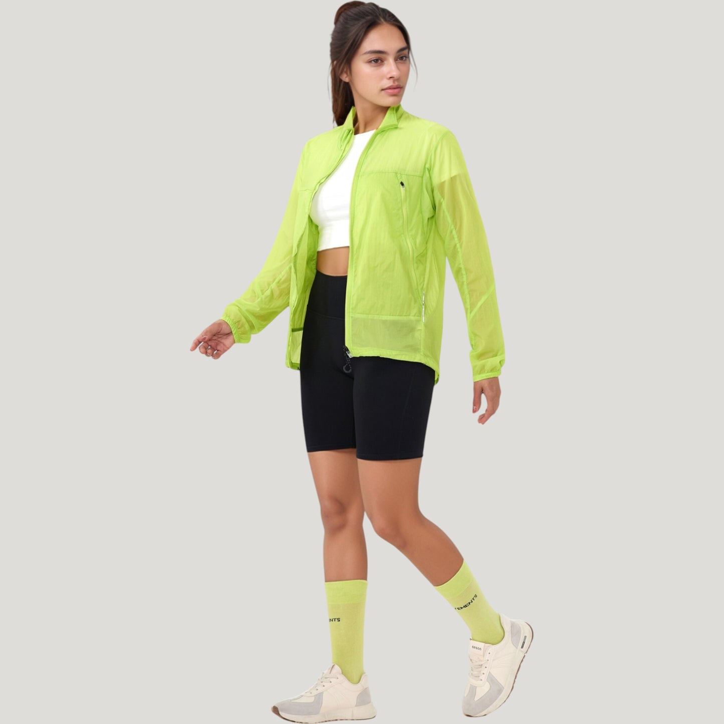 Lightweight Full Zip Sun Protection Jacket with Long Sleeves and High Neck