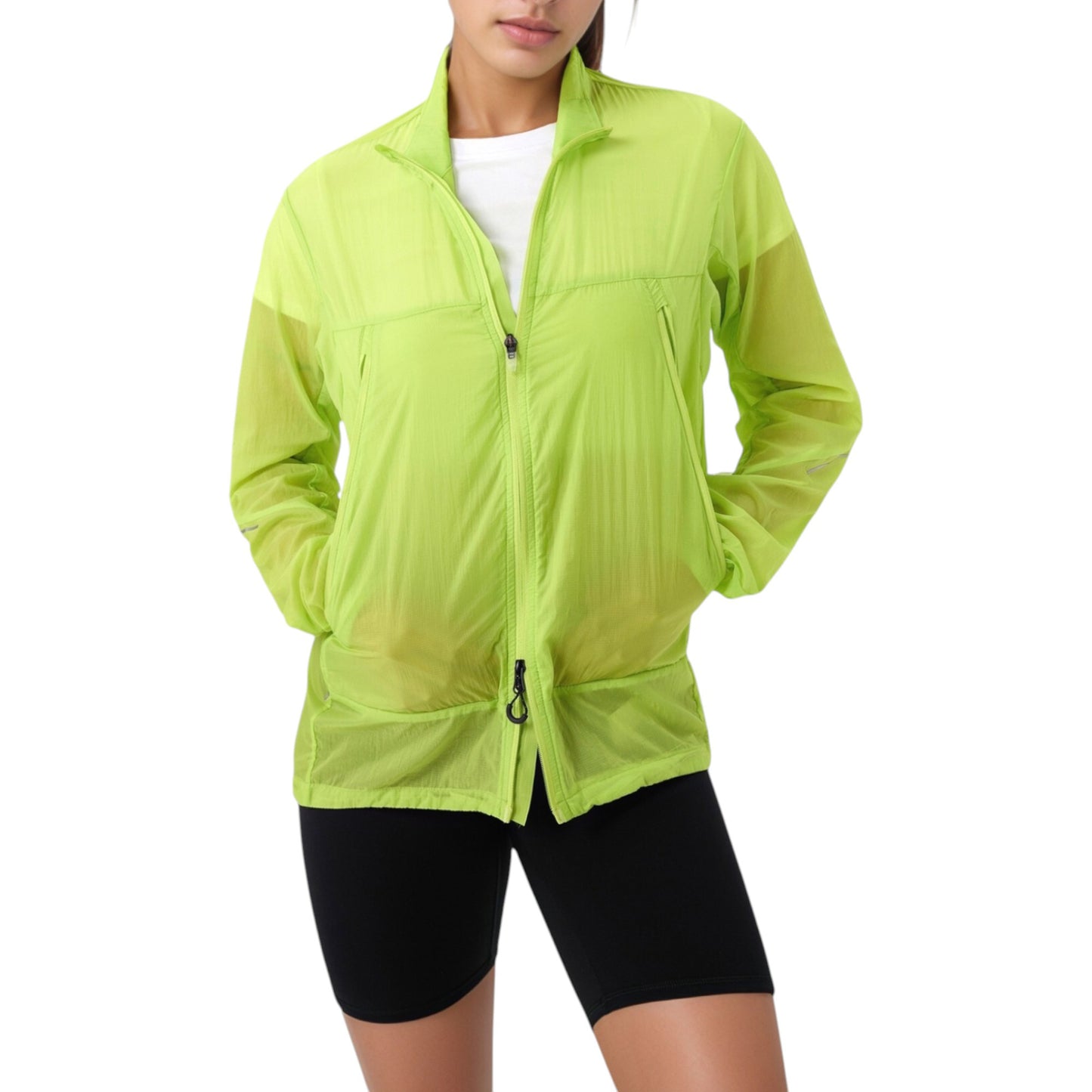 Lightweight Full Zip Sun Protection Jacket with Long Sleeves and High Neck
