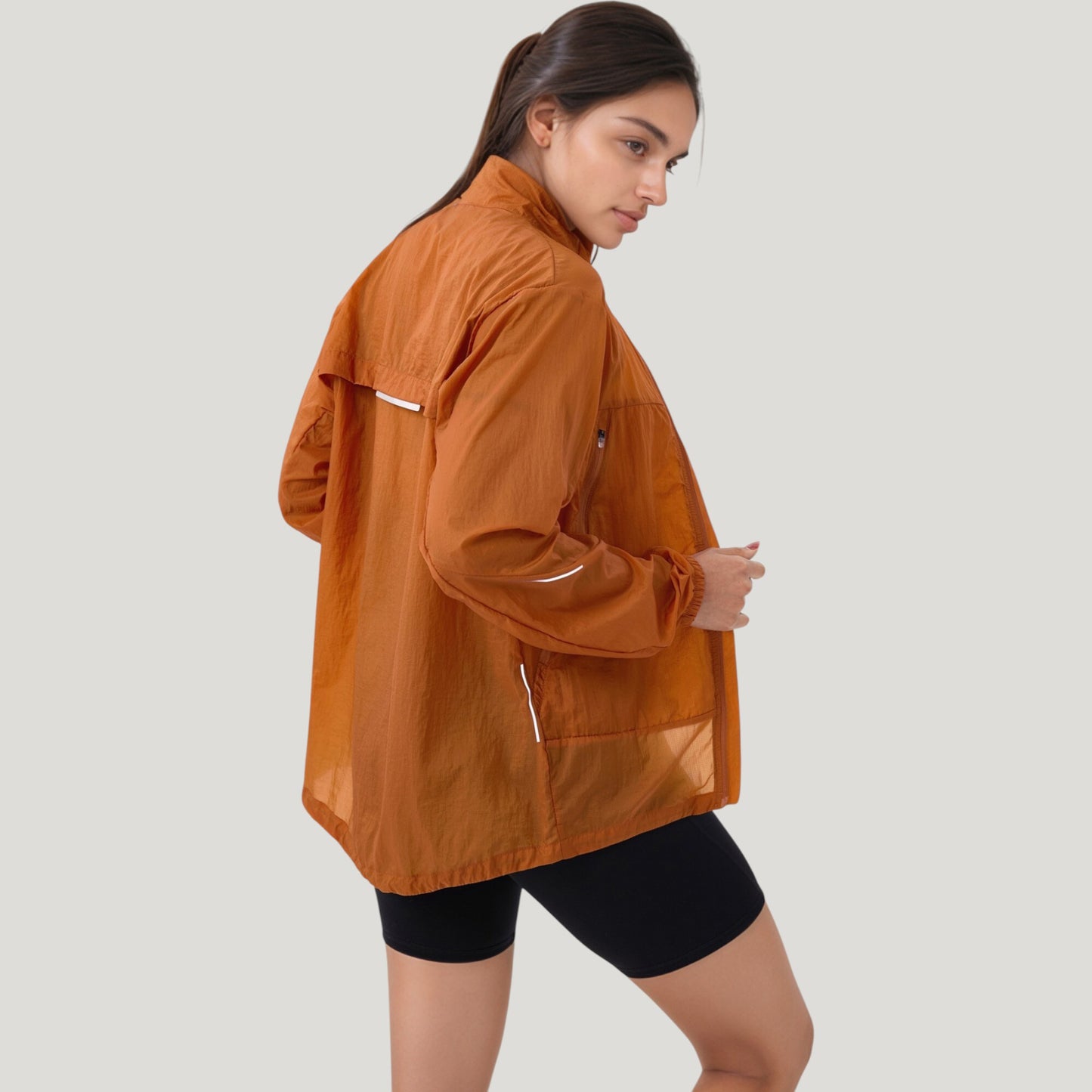 Lightweight Full Zip Sun Protection Jacket with Long Sleeves and High Neck