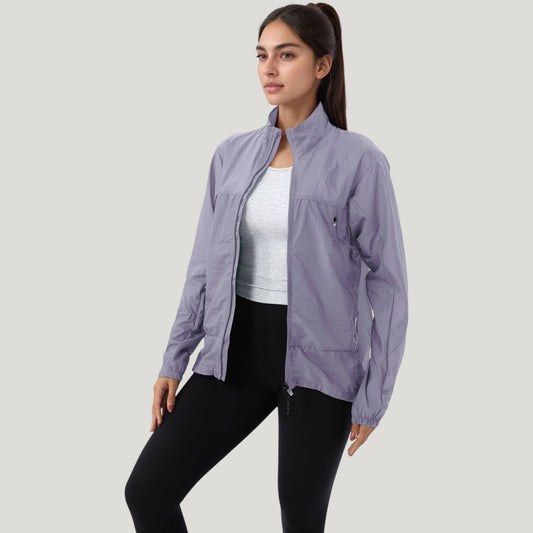 Lightweight Full Zip Sun Protection Jacket with Long Sleeves and High Neck