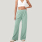 High Waist Wide Leg Athletic Pants with Side Pockets and Elastic Waistband