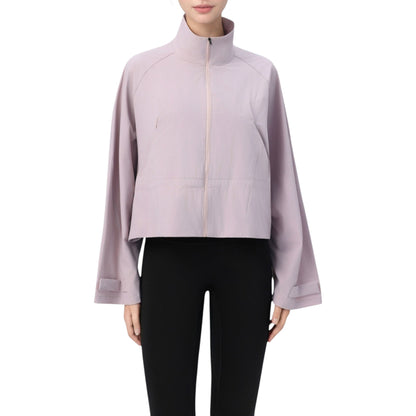 Zip Up Lightweight Active Jacket with Stand Collar and Relaxed Fit