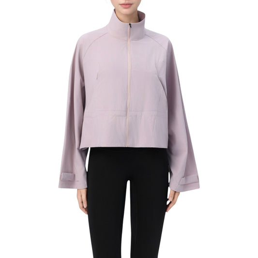 Zip Up Lightweight Active Jacket with Stand Collar and Relaxed Fit