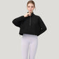 Long Sleeve Half Zip Pullover Top with Mock Neck and Kangaroo Pocket