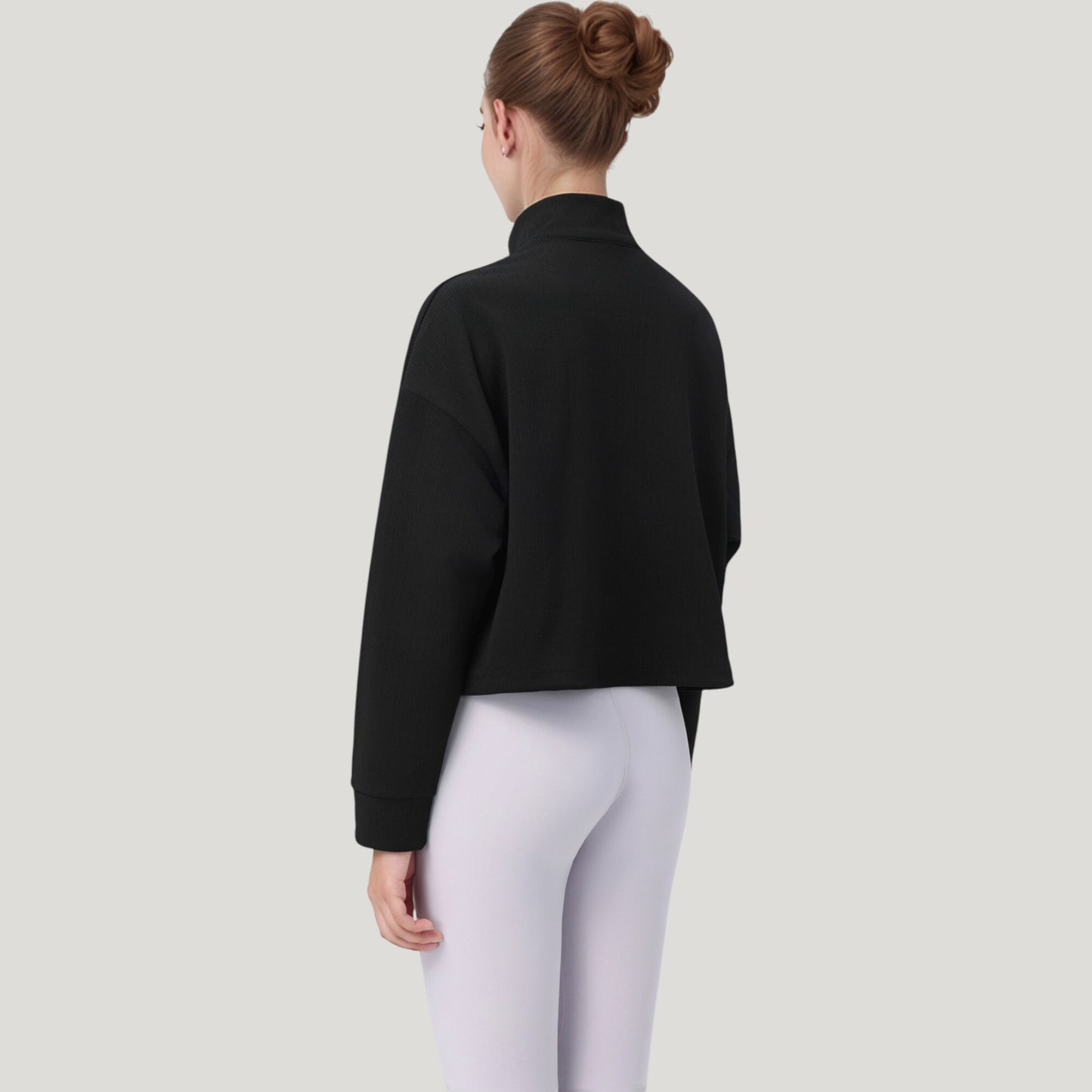 Long Sleeve Half Zip Pullover Top with Mock Neck and Kangaroo Pocket