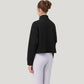 Long Sleeve Half Zip Pullover Top with Mock Neck and Kangaroo Pocket