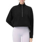 Long Sleeve Half Zip Pullover Top with Mock Neck and Kangaroo Pocket