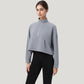 Long Sleeve Half Zip Pullover Top with Mock Neck and Kangaroo Pocket