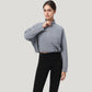 Long Sleeve Half Zip Pullover Top with Mock Neck and Kangaroo Pocket