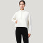 Long Sleeve Half Zip Pullover Top with Mock Neck and Kangaroo Pocket