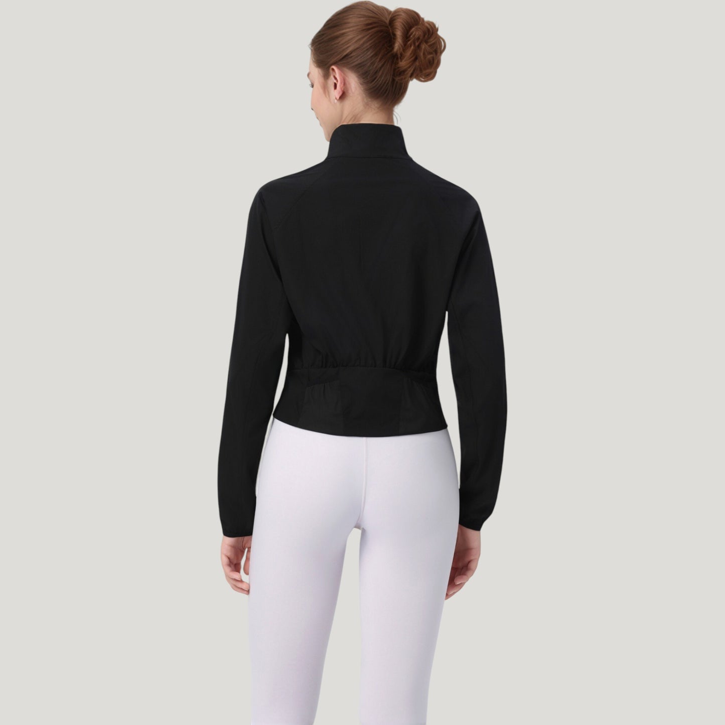 Lightweight Zip Up Active Jacket with Stand Collar and Slim Fit