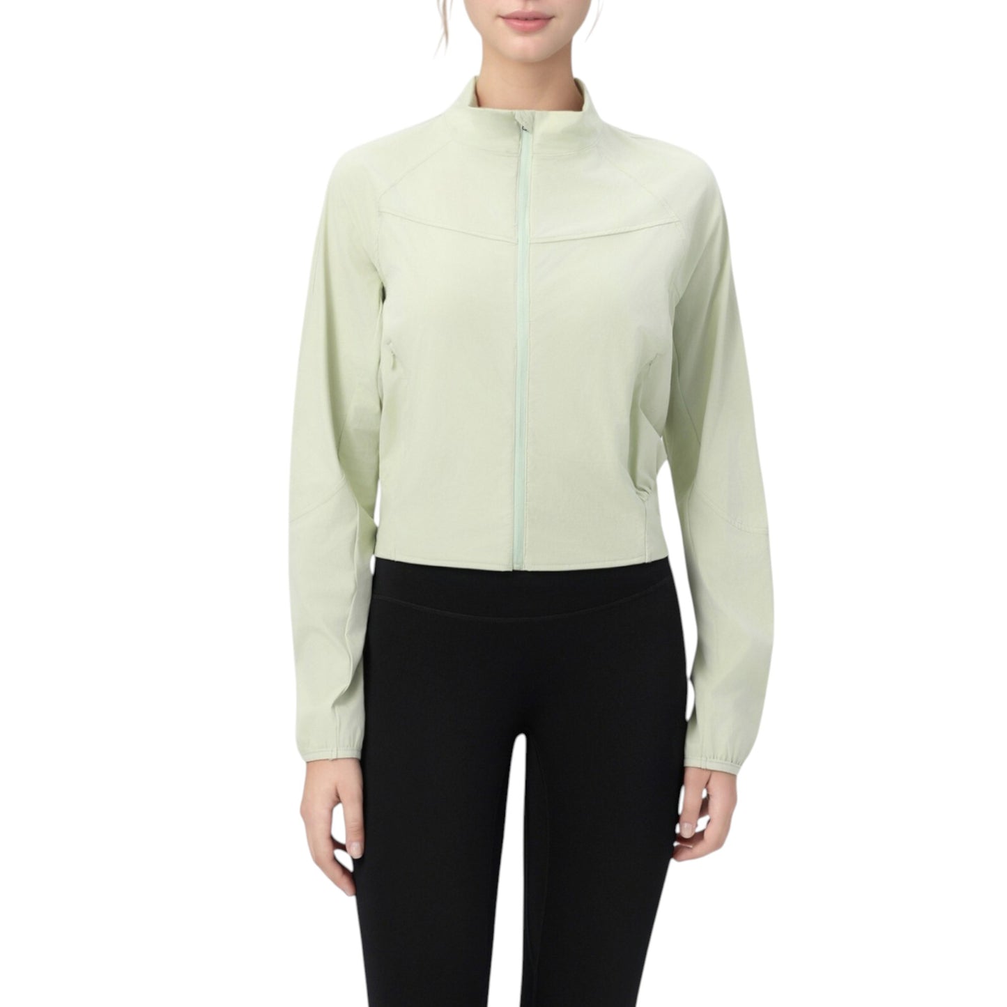 Lightweight Zip Up Active Jacket with Stand Collar and Slim Fit